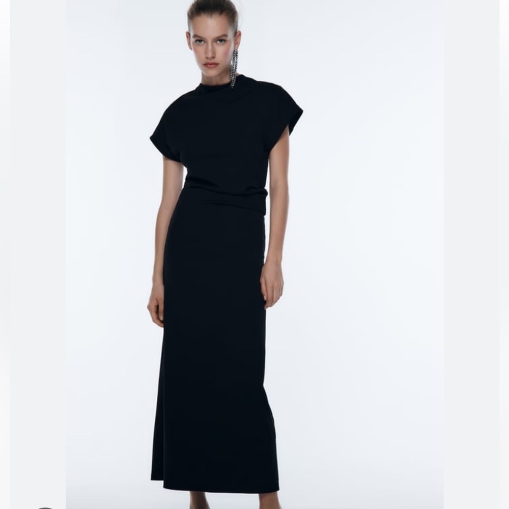DRAPED MIDI DRESS - Black | ZARA